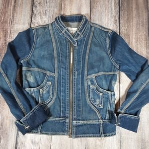 Duarte distressed moto jacket denim medium